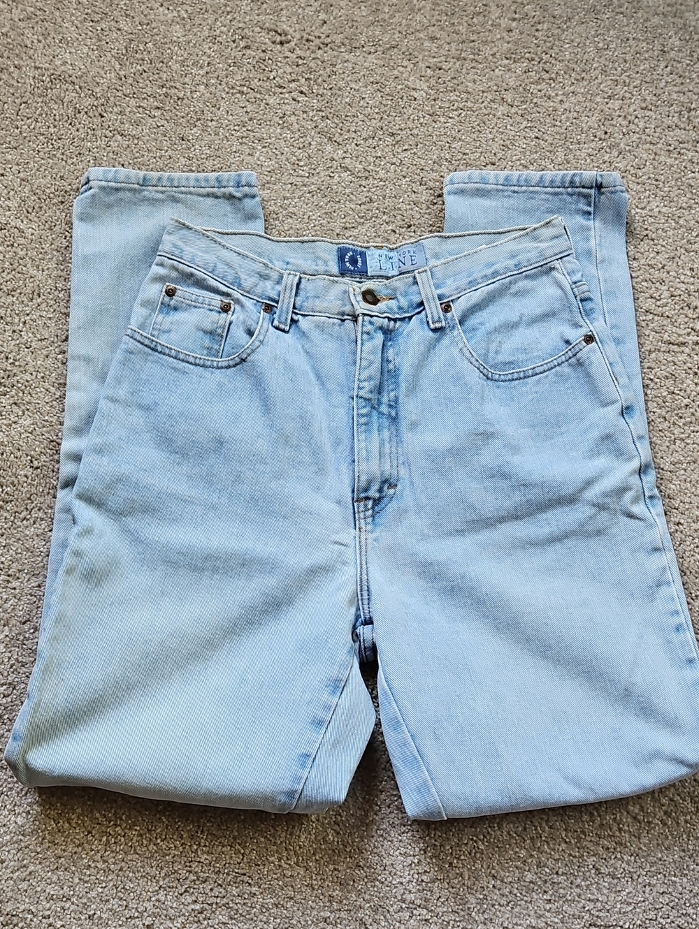Vintage 90s New York Line High Rise Mom Jeans Light Wash USA